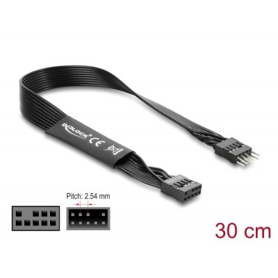 Delock HD Audio Flat Cable Motherboard Extension Cable 9 pin pin header male to pin header female 30 cm black