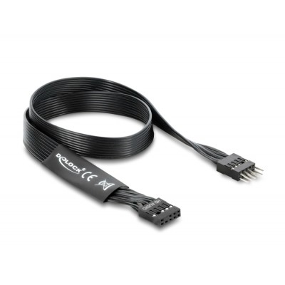 Delock HD Audio Flat Cable Motherboard Extension Cable 9 pin pin header male to pin header female 50 cm black 2