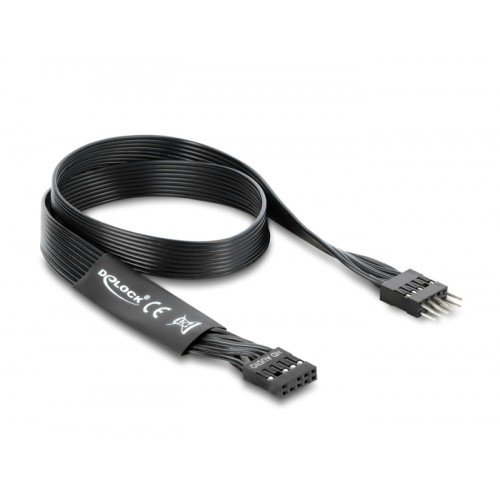 Delock HD Audio Flat Cable Motherboard Extension Cable 9 pin pin header male to pin header female 50 cm black