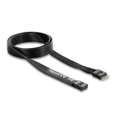 Delock HD Audio Flat Cable Motherboard Extension Cable 9 pin pin header male to pin header female 70 cm black 2