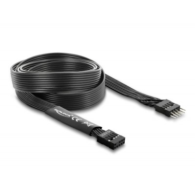 Delock HD Audio Flat Cable Motherboard Extension Cable 9 pin pin header male to pin header female 1 m black 2