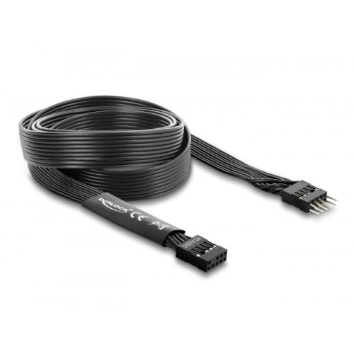 Delock HD Audio Flat Cable Motherboard Extension Cable 9 pin pin header male to pin header female 1 m black