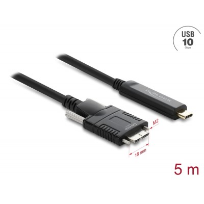 Delock Active Optical Cable USB 10 Gbps USB Type-C™ male to Type Micro-B male with screws 5 m