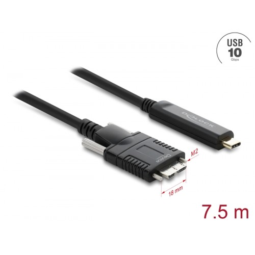 Delock Active Optical Cable USB 10 Gbps USB Type-C™ male to Type Micro-B male with screws 7.5 m