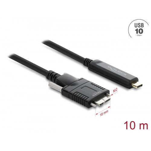 Delock Active Optical Cable USB 10 Gbps USB Type-C™ male to Type Micro-B male with screws 10 m