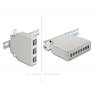 Delock Fiber Optic Patch Panel 6 port for SC Duplex and LC Quad with alternative panel for 8 x SC Simplex or LC Duplex grey for  2