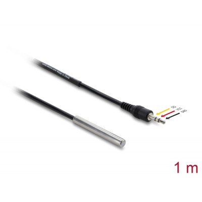 Delock Temperature Sensor Cable with 3.5 mm 3 pin stereo jack male DS18B20 1 m