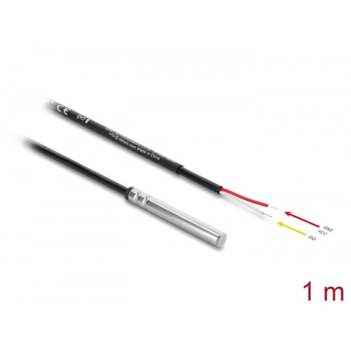 Delock Temperature Sensor Cable with 2 x open cable ends DS18B20 1 m