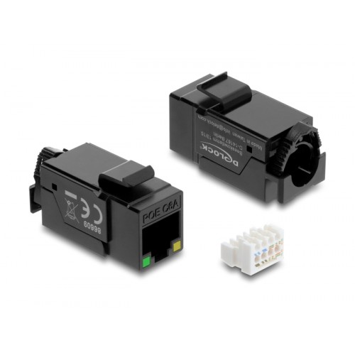 Delock Keystone Module RJ45 jack Cat.6A UTP with PoE LED