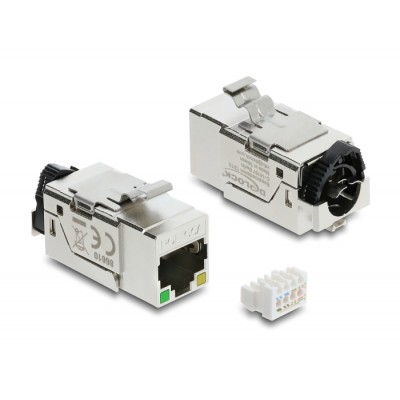 Delock Keystone Module RJ45 jack Cat.6A STP with PoE LED