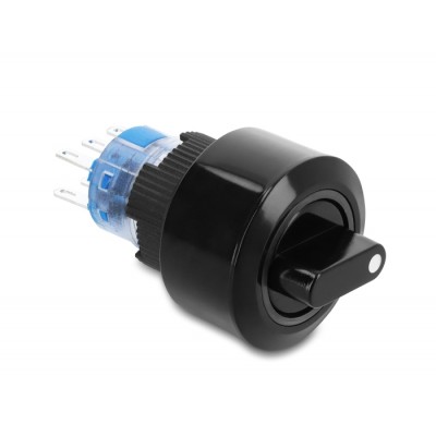 Delock Rotary switch (on-off-on) latching 2 x changeover 6 x solder connection IP65 22 mm black
