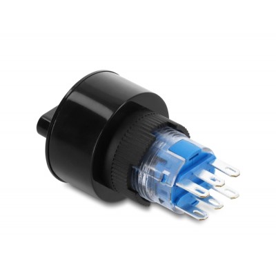 Delock Rotary switch (on-off-on) latching 2 x changeover 6 x solder connection IP65 22 mm black 2