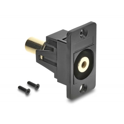 Delock Panel Mount stereo jack female 3.5 mm 3 pin to stereo jack female 3.5 mm 3 pin gold plated black