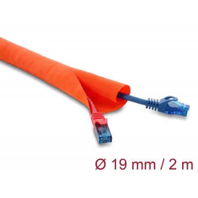 Delock Cable Protection Sleeve self-closing 2 m x 19 mm orange