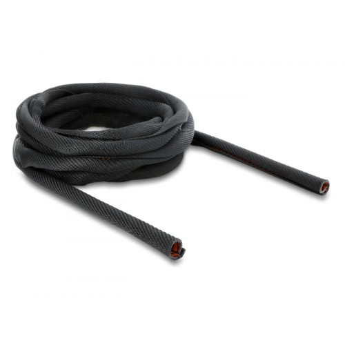 Delock Cable Protection Sleeve with orange Wear Warning Indicator self-closing double-layered 5 m x 16 mm black