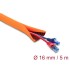 Delock Cable Protection Sleeve with black Wear Warning indicator self-closing double-layered 5 m x 16 mm orange