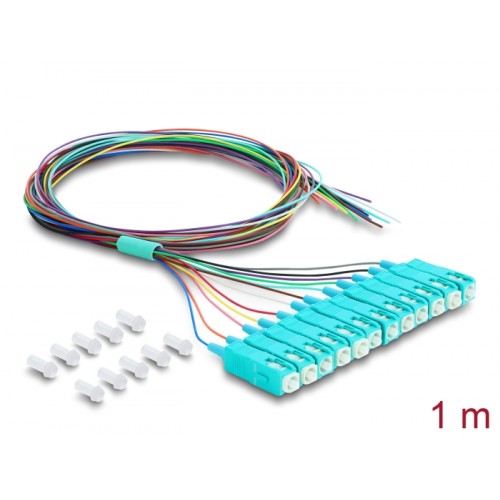 Delock Fibre Optic Pigtail Fanout Cable 12 x SC-UPC Simplex male to 12 x open cable ends 1 m