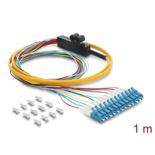Delock Fibre Optic Pigtail Fanout Cable 12 x LC-UPC Simplex male to 12 x open cable ends 1 m