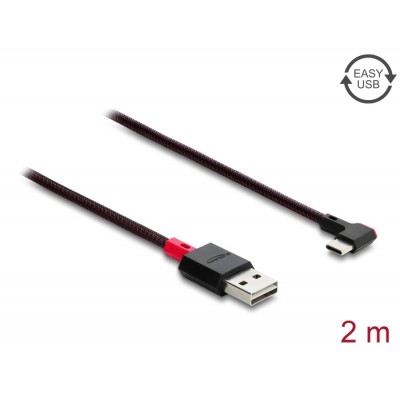 Delock EASY-USB 2.0 Cable Type-A male to USB Type-C™ male angled left / right 2 m black
