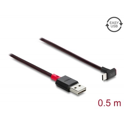Delock EASY-USB 2.0 Cable Type-A male to USB Type-C™ male angled up / down 0,5 m black