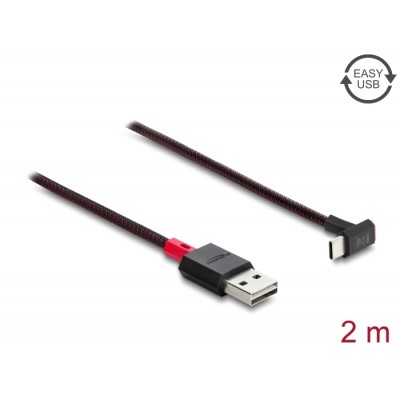 Delock EASY-USB 2.0 Cable Type-A male to USB Type-C™ male angled up / down 2 m black