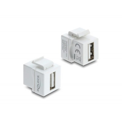 Delock Mini Keystone Module Coupler USB 2.0 Type-A female to USB 2.0 Type-A female white