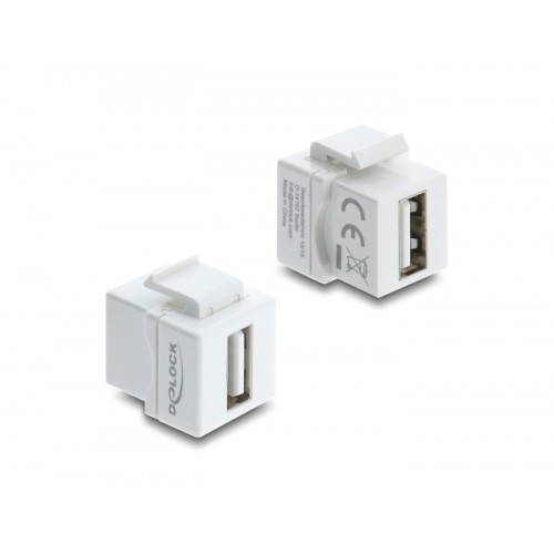 Delock Mini Keystone Module Coupler USB 2.0 Type-A female to USB 2.0 Type-A female white