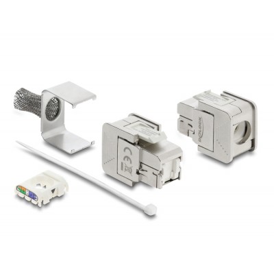 Delock Keystone Module RJ45 jack to LSA Cat.6A shielded with shielding braid tool-free