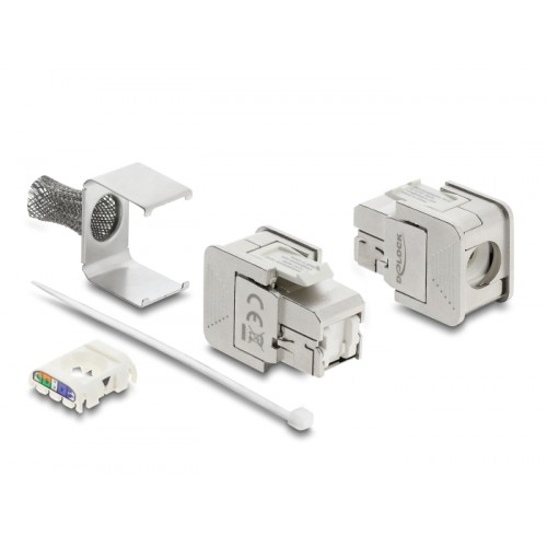 Delock Keystone Module RJ45 jack to LSA Cat.6A shielded with shielding braid tool-free