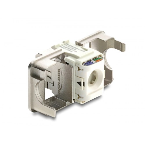 Delock Keystone Module RJ45 jack to LSA Cat.6A shielded with shielding braid tool-free