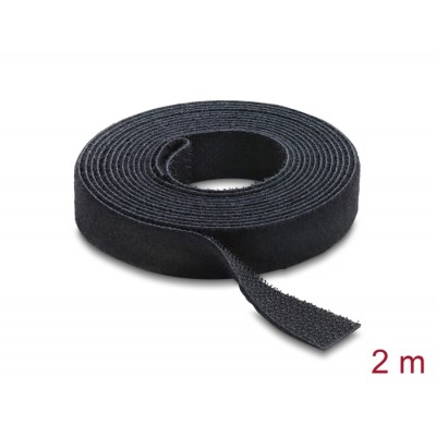 Delock Hook-and-loop tape on roll L 2 m x W 13 mm black