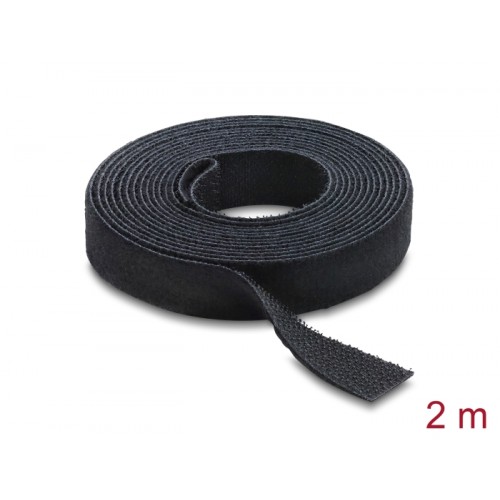 Delock Hook-and-loop tape on roll L 2 m x W 13 mm black