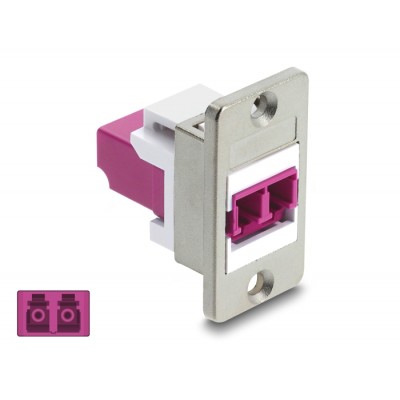 Delock Panel Mount LC Duplex female to LC Duplex female silver / violet / white