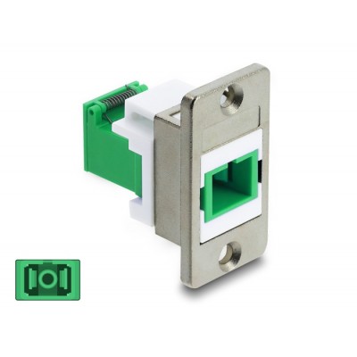 Delock Panel Mount SC Simplex female to SC Simplex female with laser protection flip inside silver / green / white