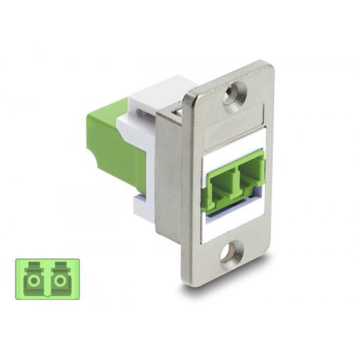 Delock Panel Mount LC Duplex female to LC Duplex female silver / limegreen / white