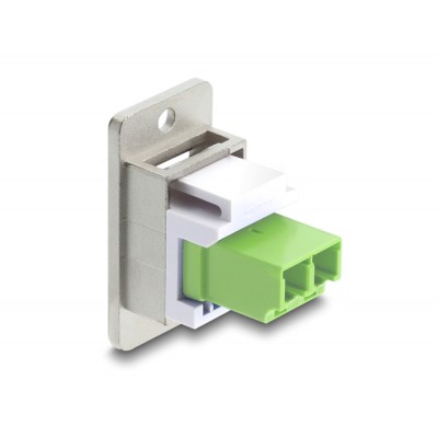 Delock Panel Mount LC Duplex female to LC Duplex female silver / limegreen / white 2