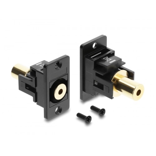 Delock Panel Mount stereo jack female 3.5 mm 4 pin to stereo jack female 3.5 mm 4 pin gold plated black