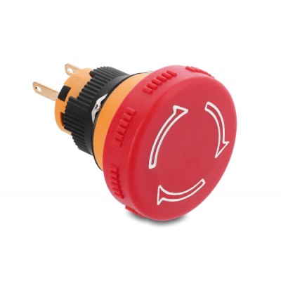 Delock Mushroom-Head Push Button for Installation 16 mm 2 x solder terminals plastic 32 mm Ø
