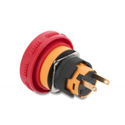Delock Mushroom-Head Push Button for Installation 16 mm 2 x solder terminals plastic 32 mm Ø 2