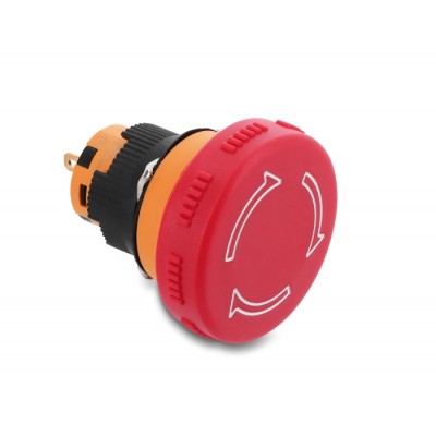 Delock Mushroom-Head Push Button for Installation 16 mm 2 x solder terminals (short), plastic 32 mm Ø