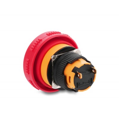 Delock Mushroom-Head Push Button for Installation 16 mm 2 x solder terminals (short), plastic 32 mm Ø 2