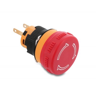Delock Mushroom-Head Push Button for Installation 16 mm 2 x solder terminals plastic 26 mm Ø