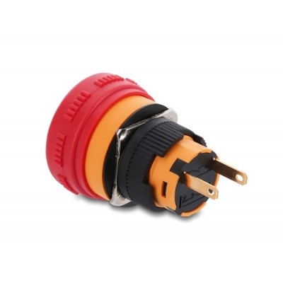 Delock Mushroom-Head Push Button for Installation 16 mm 2 x solder terminals plastic 26 mm Ø 2