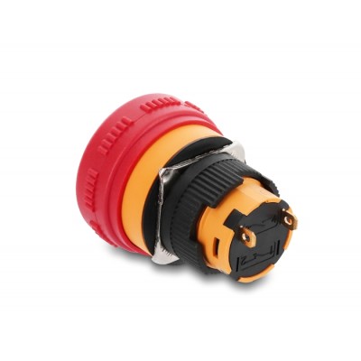 Delock Mushroom-Head Push Button for Installation 16 mm 2 x solder terminals (short), plastic 26 mm Ø 2