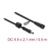 Delock DC Extension Cable 5.5 x 2.1 mm male to female with screw cap M12 x 1.75 mm thread waterproof 18 AWG 0.5 m black