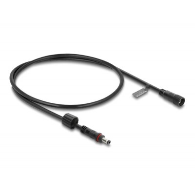 Delock DC Extension Cable 5.5 x 2.5 mm male to female with screw cap M12 x 1.75 mm thread waterproof 18 AWG 0.5 m black 2