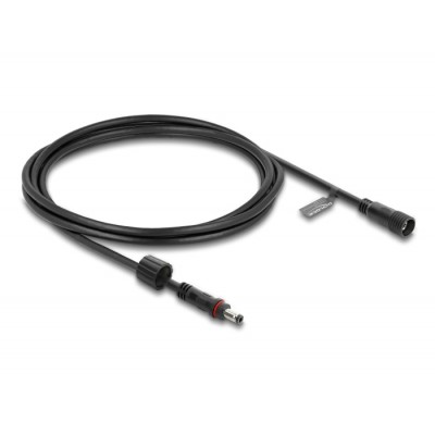 Delock DC Extension Cable 5.5 x 2.5 mm male to female with screw cap M12 x 1.75 mm thread waterproof 18 AWG 2 m black 2