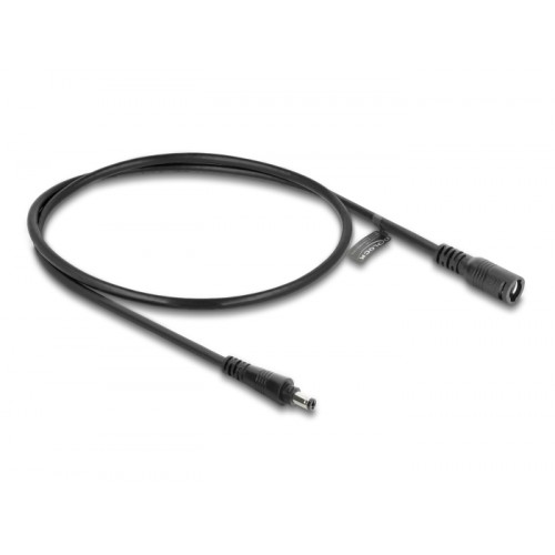 Delock DC Extension Cable 5.5 x 2.1 mm male to female with bayonet lock 18 AWG 0.5 m black