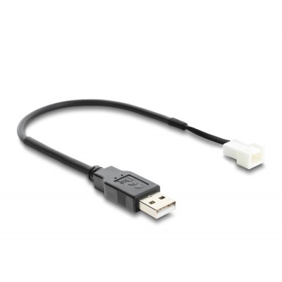 Delock Fan Cable USB 2.0 Type-A male to 3 pin (2 pins connected) fan connector male 20 cm 2