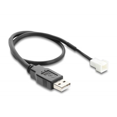 Delock Fan Cable USB 2.0 Type-A male to 3 pin (2 pins connected) fan connector male 30 cm 2